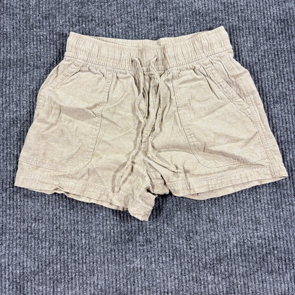 Gap Easy Pull On Shorts Womens XS Beige Linen Blend Drawstring 809230-03
